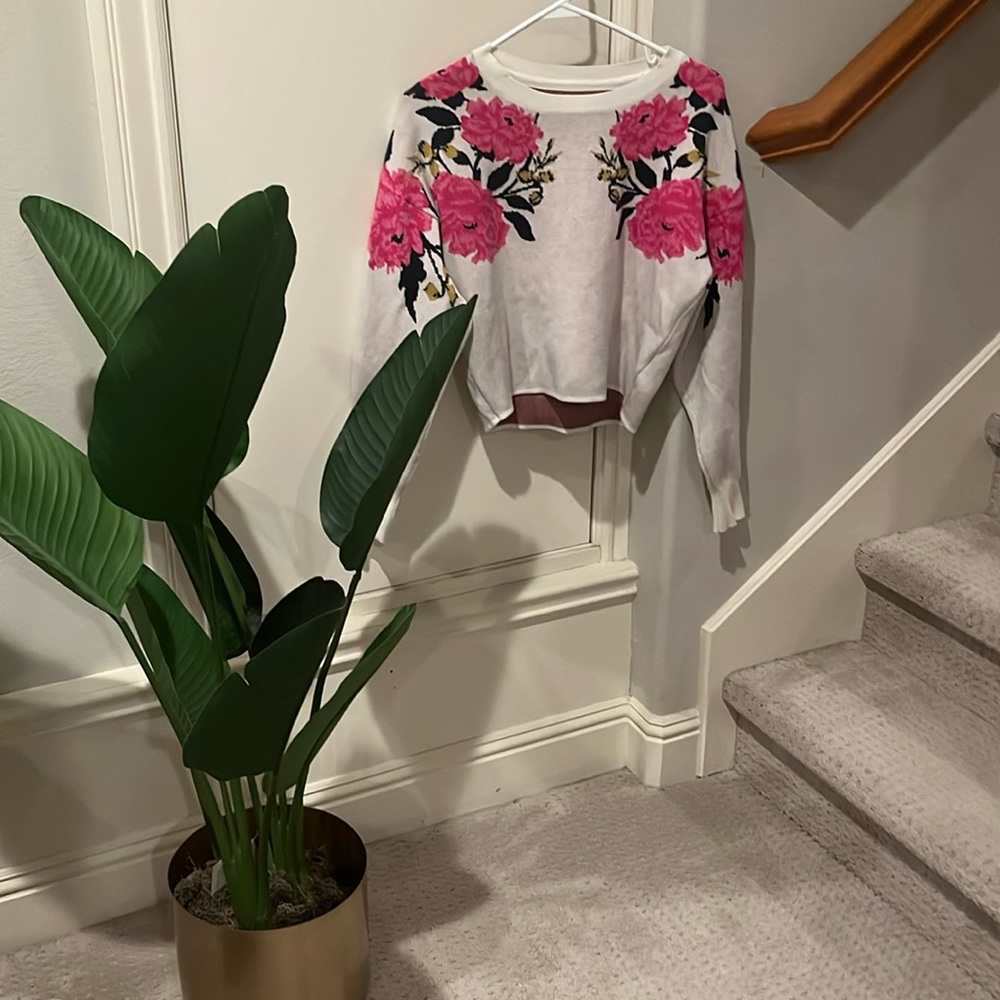 Maeve cream sweater with floral detail from Anthropologie (XS)